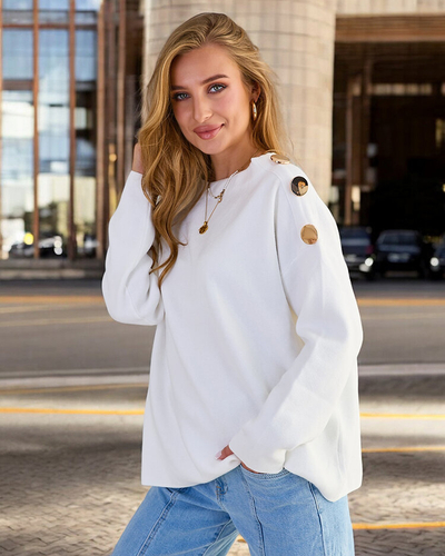 Royalfashion Vékony női pulóver válldíszítéssel