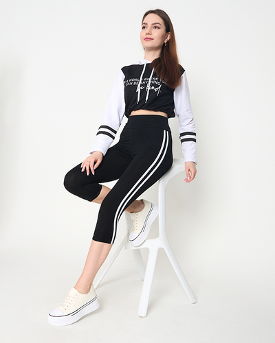 Fekete csíkos női leggings - Ruházat