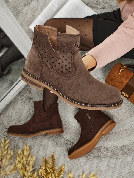 Rito női természetes bőr bokacsizma