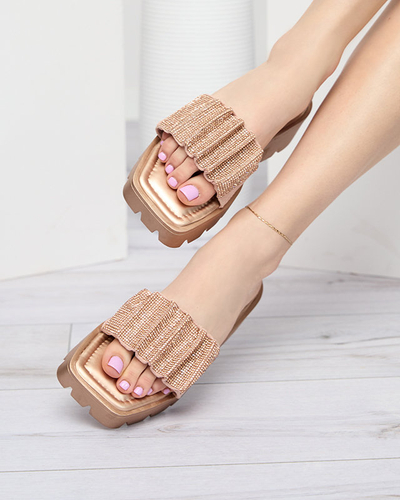 OUTLET Arany női papucs cirkóniával Emkoy- Footwear