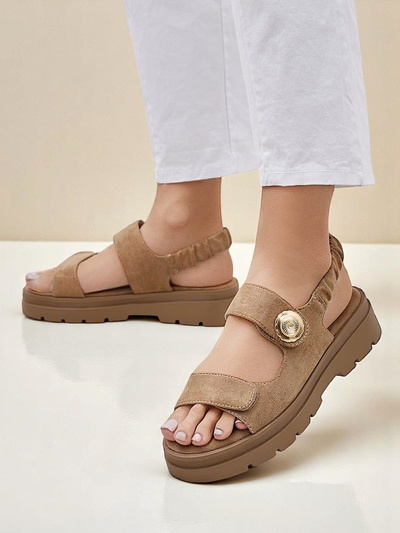 Royalfashion Callisto női barna ökológiai bőr platform szandál