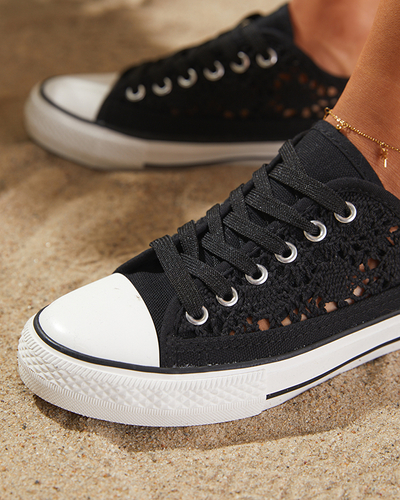 Fekete női áttört Tareni tornacipő - Lábbeli