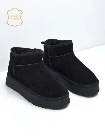 Rövid, természetes bőr női hócsizma stílusú cipő Elunara