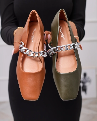 Barna női balerinák lánccal Serima - Lábbeli