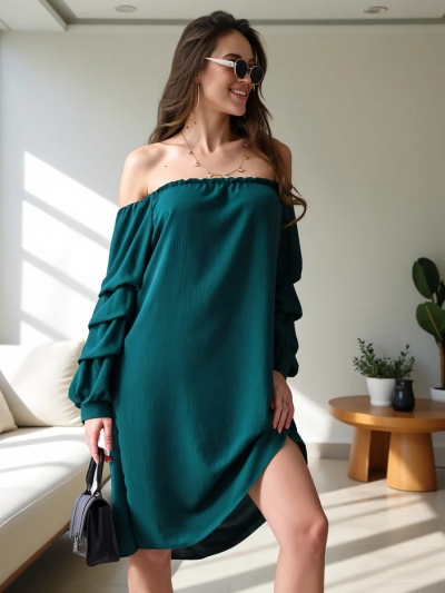 Royalfashion Simogató női ruha spanyol stílusban fodrokkal