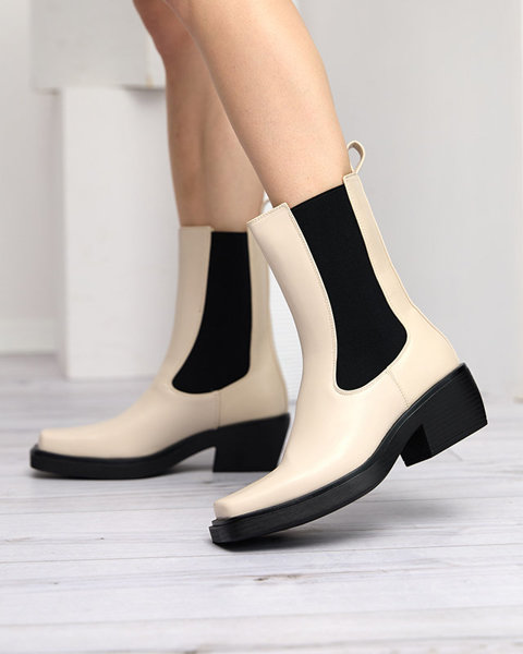 Bézs színű női magas csúszású csizma Darran - Lábbeli