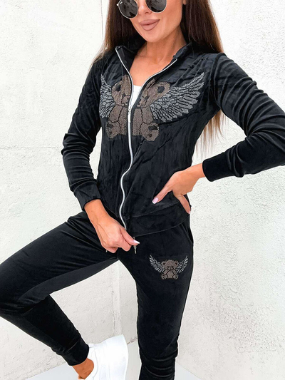 Royalfashion Fekete női pulóver szett cirkuszokkal