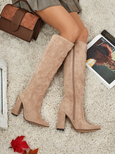 Feravi női eco velúr csizma vastag sarokkal