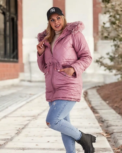 Royalfashion Női steppelt kabát rózsaszínben