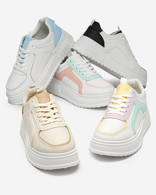 OUTLET Kék-fehér női öko-bőr sportcipő a Cerecha platformon - Lábbeli