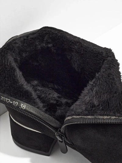 Arshinea női öko-velúr vastag sarkú bokacsizma