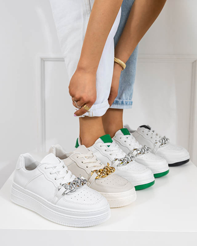 Fekete-fehér női sportcipő láncos tornacipő Nevito - Lábbeli