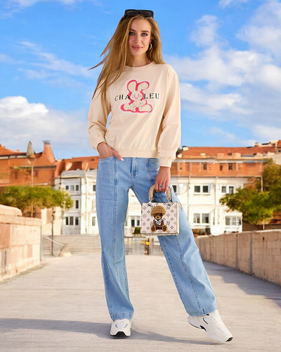 Royalfashion Női pamut vékony nyomtatott pulóver