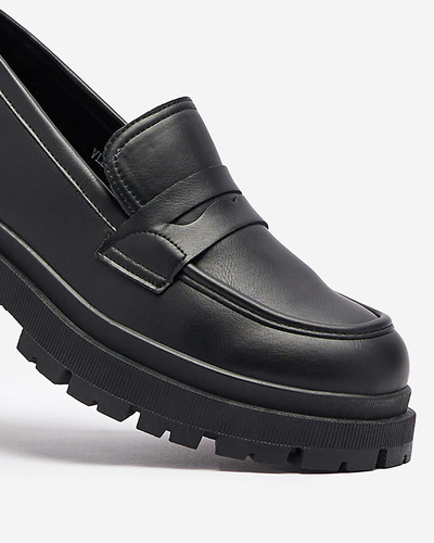 Öko bőr fekete mokaszin nőknek Firlonna- Footwear