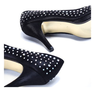 Czarne szpilki z cyrkoniami Asja - Obuwie