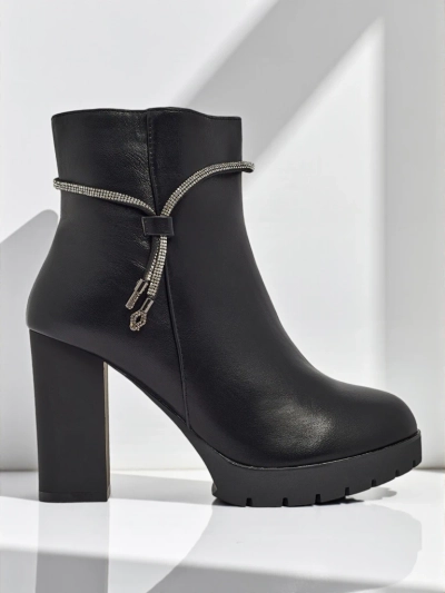 Marellin női eco bőr bokacsizma vastag sarokkal