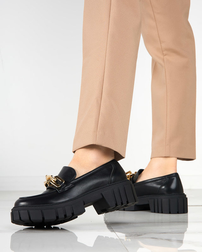 OUTLET Fekete női cipő aranyszínű Plirose kiegészítővel - Lábbeli