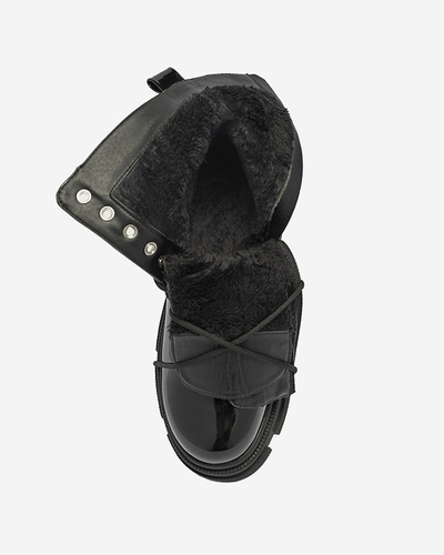 Fekete női lakkozott bagger csizma Dexoci - Lábbeli