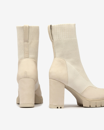 Royalfashion Cream Női magasabb sarkú Flexi csizma