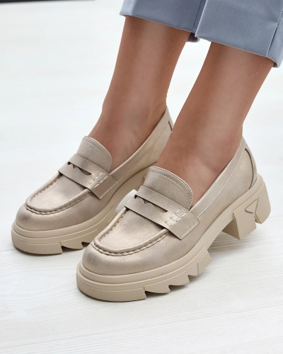 Gold női öko bőr mokaszin Sepop- Footwear
