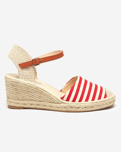 Piros női szandál a'la espadrilles csíkokkal Mecera - Cipők