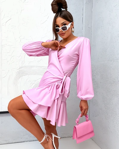 Royalfashion Női fodros mini ruha megkötővel