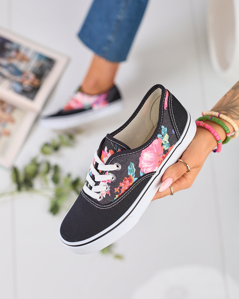 Royalfashion Női Blossom Beat Black Floral Sneakers