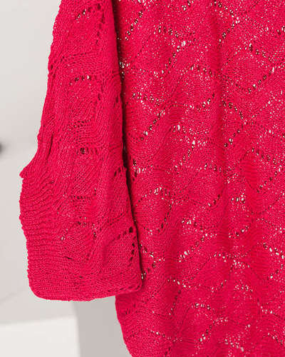 Női piros áttört denevér típusú pulóver - Ruházat