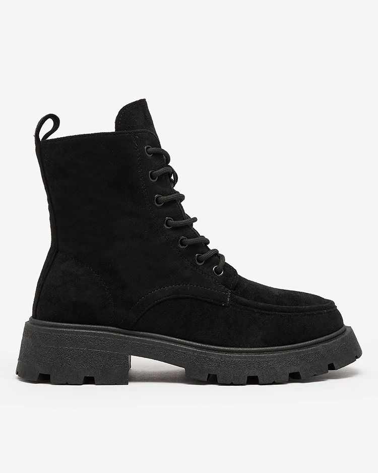 Royalfashion Fekete női Oroccar fűzős csizma