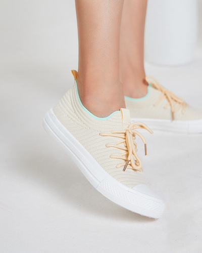 OUTLET Bézs színű női bordás tornacipő Manfer- Footwear