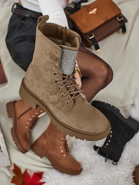 Ferlyne női öko velúr fűzős bokacsizma