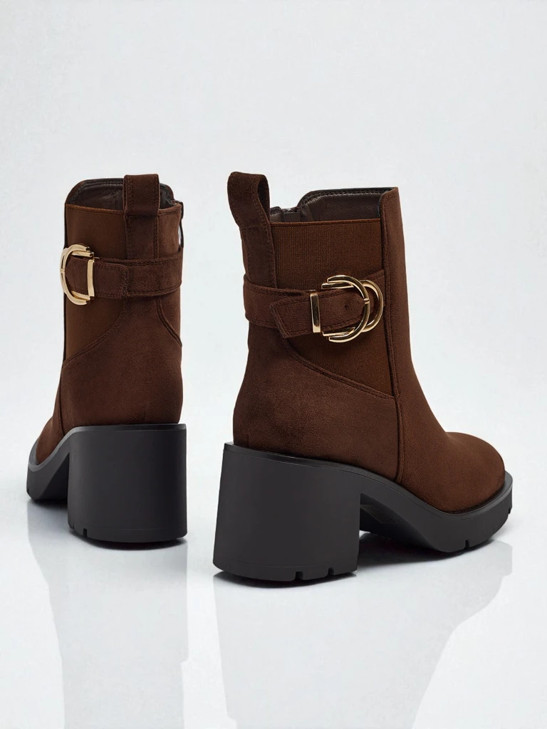 Női öko velúr bokacsizma vastag sarokkal Solenya