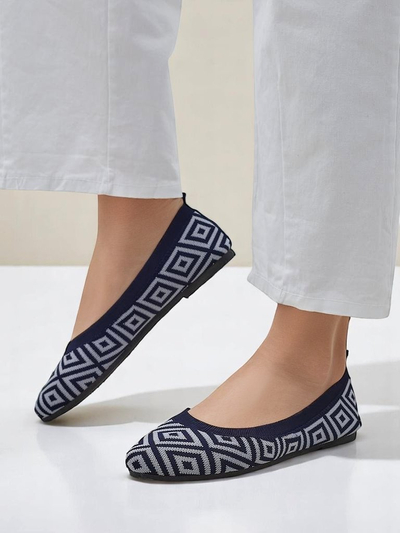Royalfashion szövet női balerinacipők geometriai mintával Metrikus
