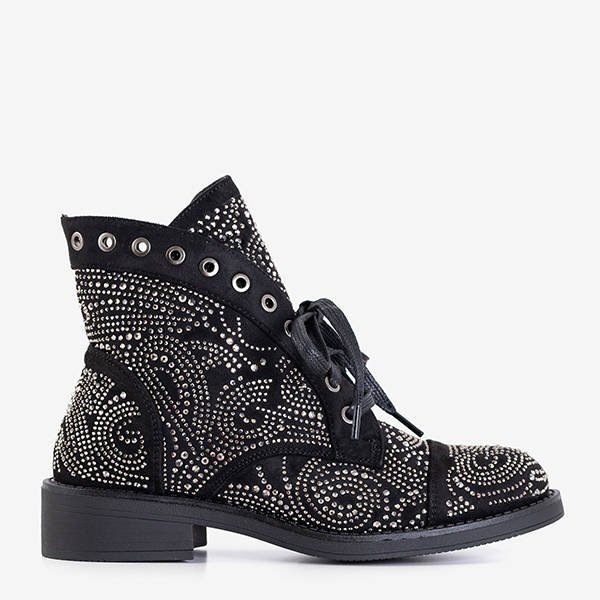 Fekete női csizma cirkóniával Elwira - Lábbeli