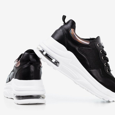 Czarne sportowe sneakersy damskie z holograficznymi wstawkami Piulesa - Obuwie