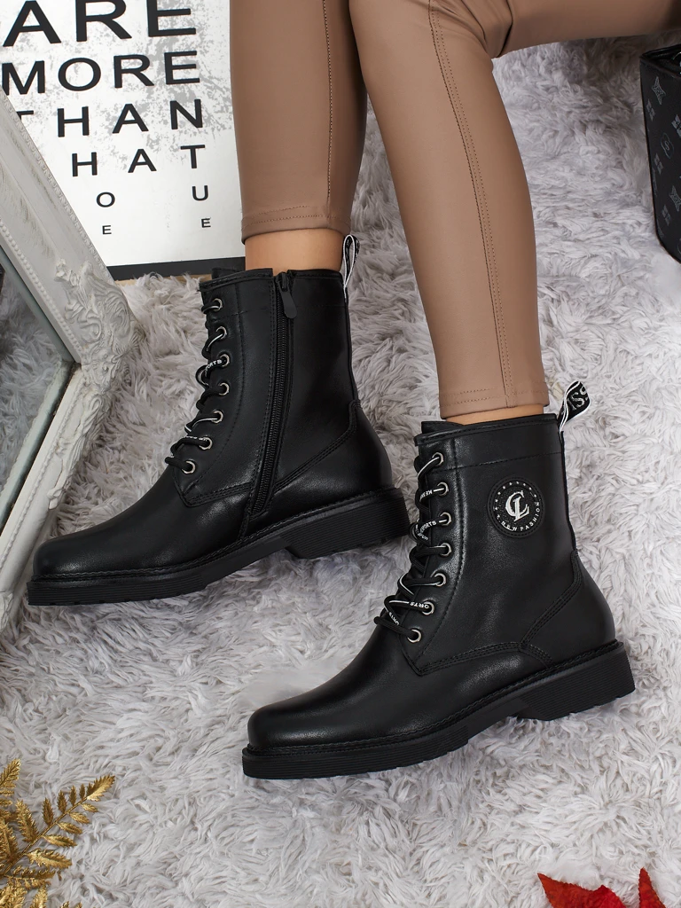 Tavira női fűzős öko bőr bokacsizma