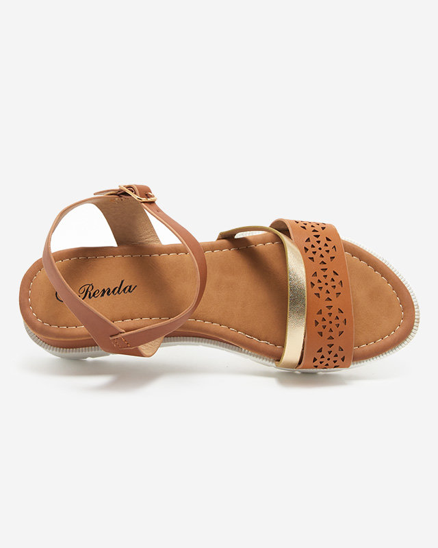 OUTLET Barna női szandál alacsony éken Dotif - Lábbeli