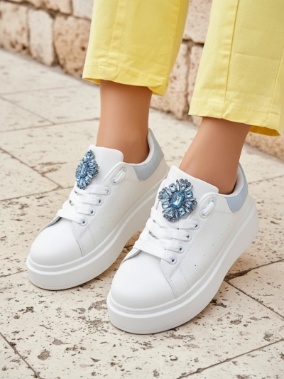 Aurelia Bianco – Fehér női platform tornacipő glamour díszítéssel