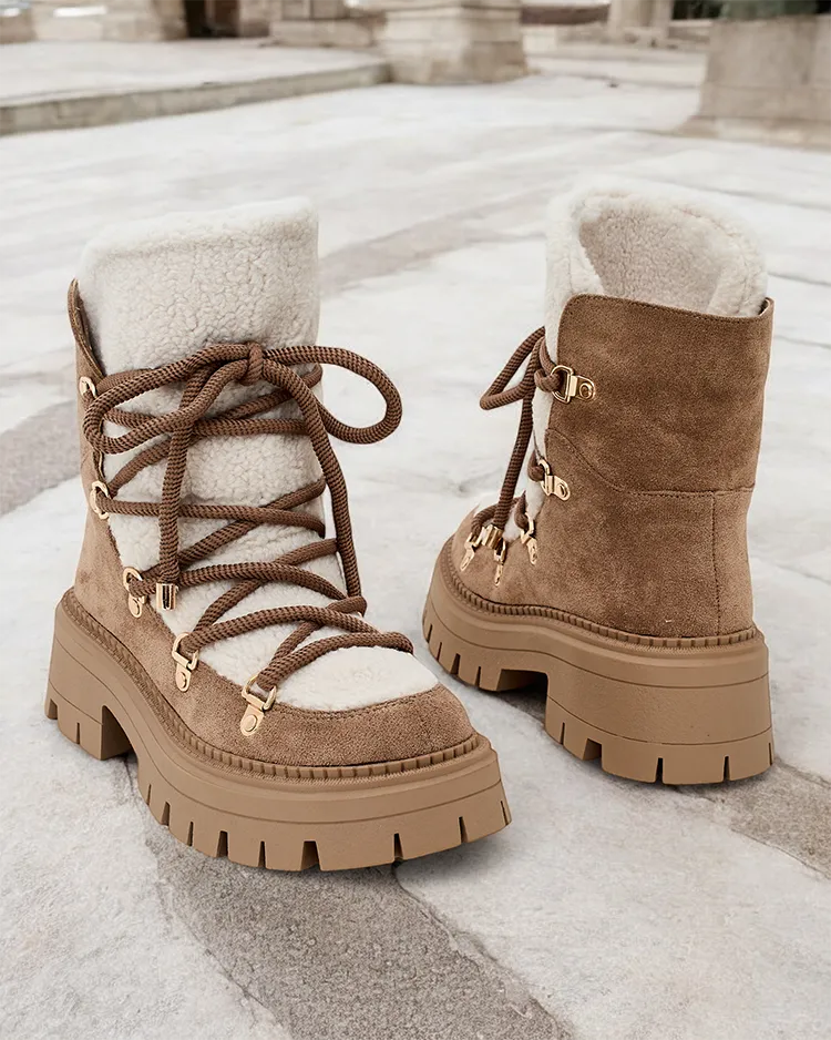 Royalfashion Lozin fűzős női hócsizma