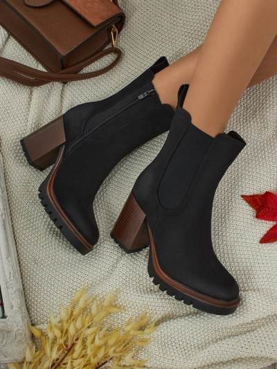 Női öko velúr bokacsizma vastag sarokkal Soreya