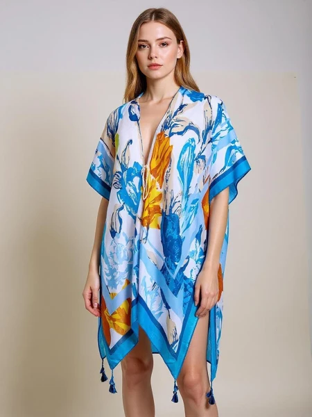 Pareo Callista – színes Royalfashion strandruha V-nyakkal
