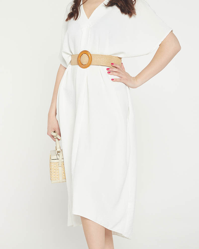 Nagyméretű fehér női ruha övvel - Ruházat