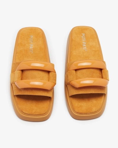 Barna női flip-flop öko-szarvasbőrből Omve - Lábbeli