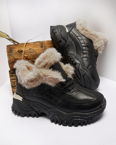 Fekete bundás női sportcipő Flixi - Lábbeli