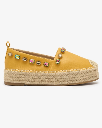 Női sárga espadrilles kristályokkal Ziennie - Lábbeli