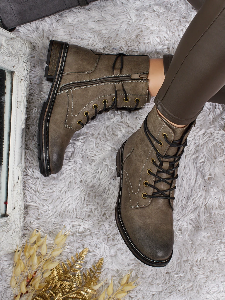 Ravonna női fűzős öko bőr bokacsizma