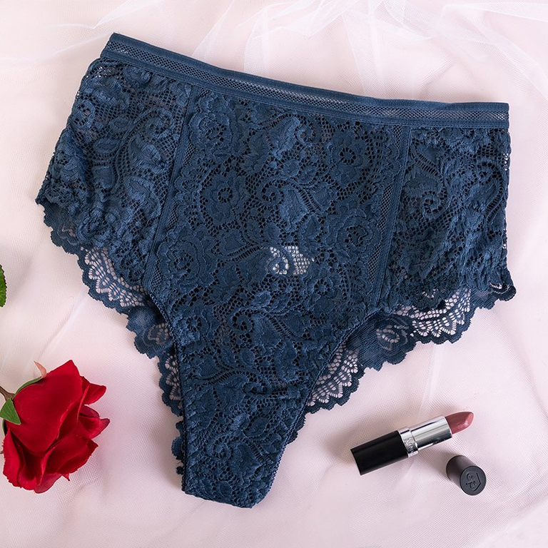 Női sötétkék csipke bugyi - Fehérnemű