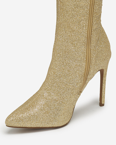 Arany női over-the-knee csizma csillámokkal Qesda- Footwear