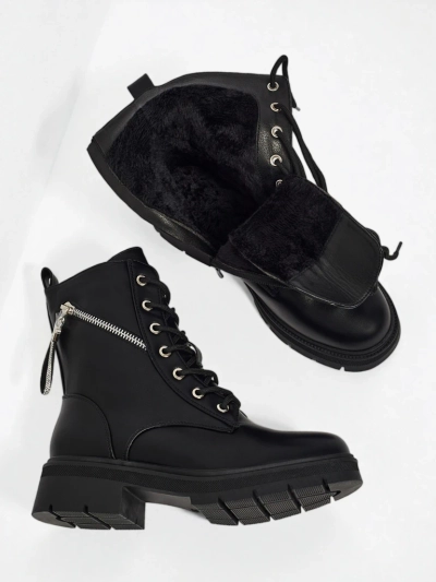 Venus női fekete bőr elegáns őszi bokacsizma