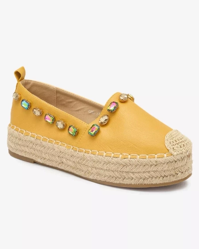 Női sárga espadrilles kristályokkal Ziennie - Lábbeli